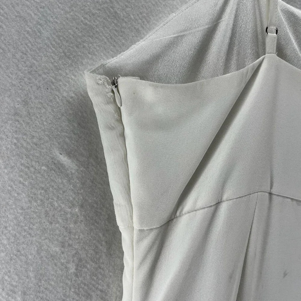 Nasty Gal Slip Dress Size 10 Woven Button Down Broiderie Panel Side Slit White - Picture 9 of 15